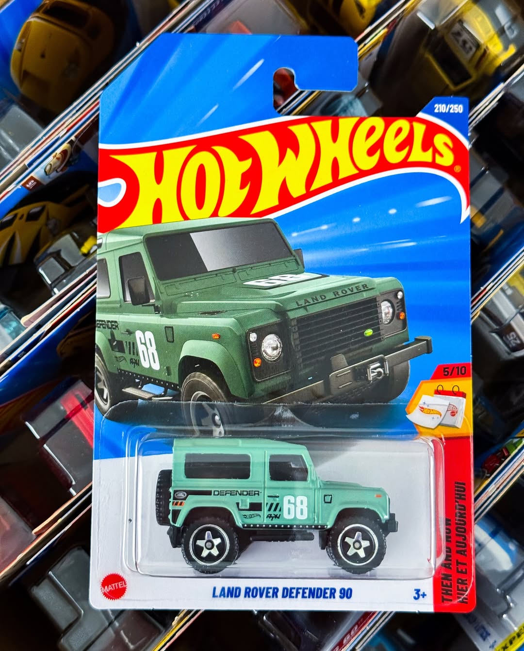 Land Rover Defender 90 #210 Light Green – 2025 Hot Wheels HW Race Day Case Q | Collectible 1:64 Scale Car
