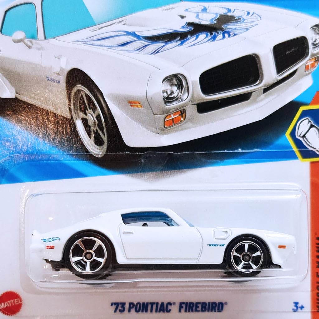 Hot Wheels 73 Pontiac Firebird Muscle Mania White 1:64 Scale – Ages 3+