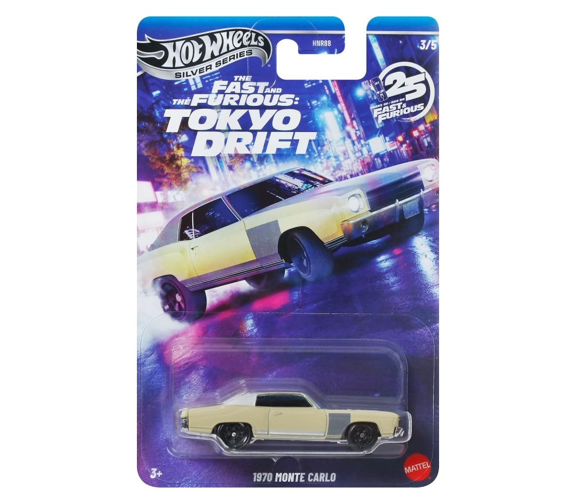 Hot Wheels Toy Car, Fast & Furious 70 Monte Carlo Custom 1:64 Scale Vehicle with Elevated Deco Execution, Die-Cast Car Seen in The Fast Movies (Yellow)