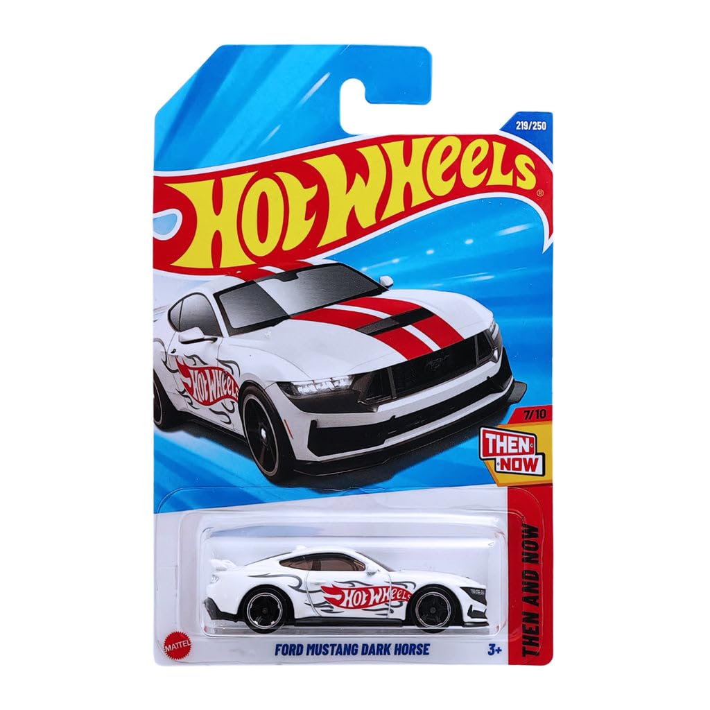 Hot Wheels Ford Mustang Dark Horse – Then and Now (White) | 1:64 Die-Cast Muscle Car | Premium Collectible Gift for Kids & Car Fans