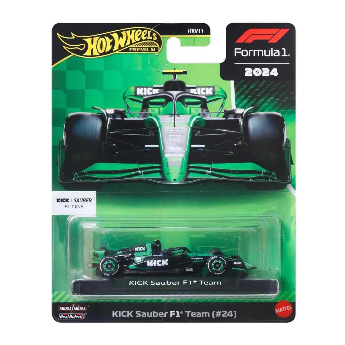 Hot Wheels 1:64 Scale Formula1 2025 Kick Sauber F1 Team (#24) Collectible Toy Race Car with Real Riders Tires & Metal/Metal Body & Chassis