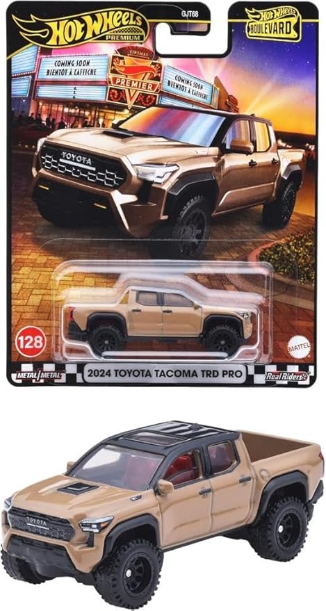 Hot Wheels Boulevard 2024 Toyota Tacoma – Premium 1:64 Scale Sports Car (Braun, Metal Body & Real Riders Tires)