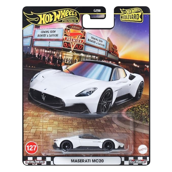 Hot Wheels Boulevard Maserati MC20 Premium Die-Cast Car 1:64 Scale | Real Riders Tires & Full Metal Body | Collector’s Edition Sports Car Gift