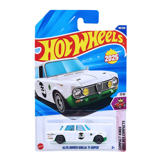 Hot Wheels Pack of 3 – Alfa Romeo Giulia TI Super (White), Terra Tracktyl (Grey), and Track DWagon (Blue/Green) | Premium Die-Cast Car Set