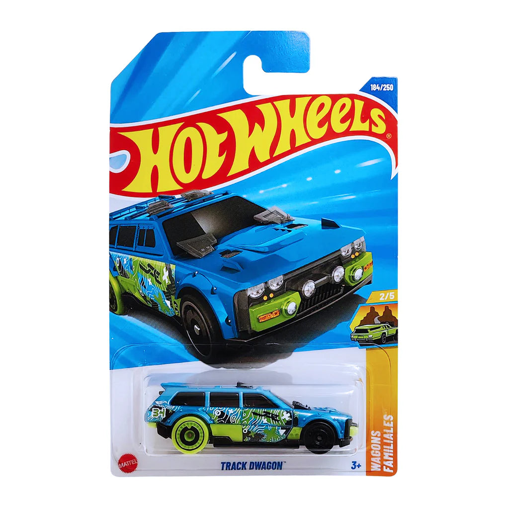 Hot Wheels Pack of 3 – Alfa Romeo Giulia TI Super (White), Terra Tracktyl (Grey), and Track DWagon (Blue/Green) | Premium Die-Cast Car Set