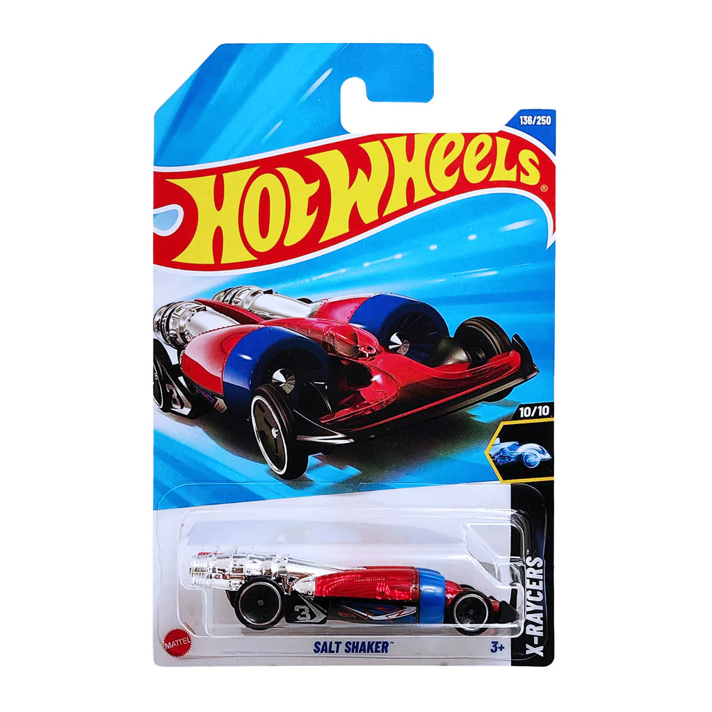 Hot Wheels Pack of 3 – McMurtry Spéirling (Grey), Batman TV Series Batmobile (Red), and Salt Shaker (Navy/Red) | Premium Die-Cast Car Bundle