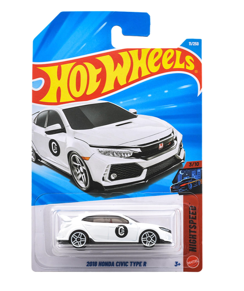 Hot Wheels JMX20 Basic Car 2018 Honda Civic Type R Ride On Toy Mini Car Ages 3 and Up, White