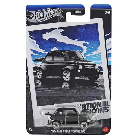 Hot Wheels Silver Series National Icons – 60’s Fiat 500 D Modificado | 1:64 Die-Cast Vintage Racing Car | Collectible Gift for Kids & Car Enthusiasts
