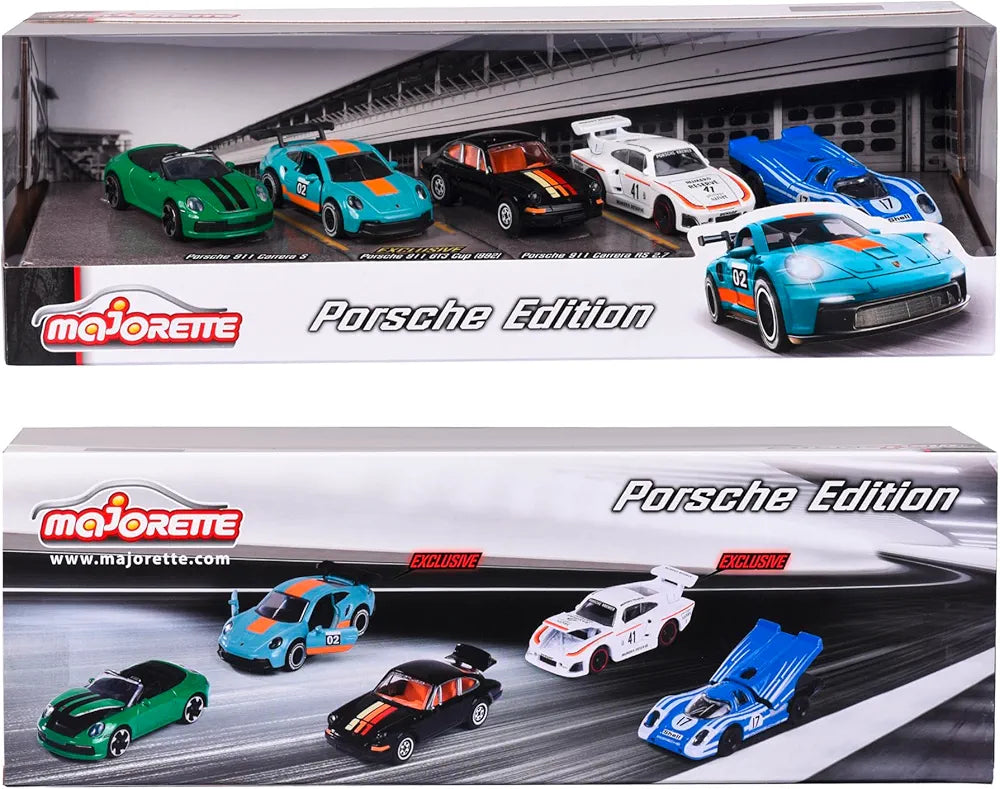 Majorette Porsche Edition Die-Cast Cars Collection Set, 5 Vehicles, Racing Models