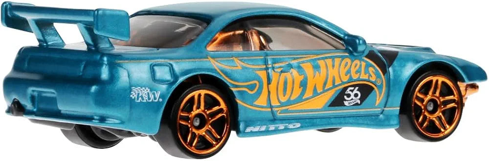 Hot Wheels 1:64 Scale Die-Cast Vehicle Nissan Silvia (S14) - Drift with Turquoise- and Copper-Colored Decos to Celebrate HW 56th Anniversary