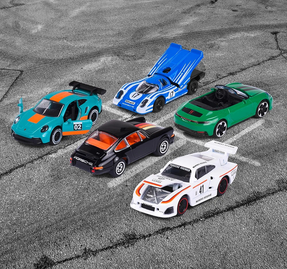 Majorette Porsche Edition Die-Cast Cars Collection Set, 5 Vehicles, Racing Models