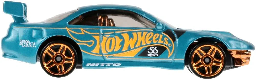 Hot Wheels 1:64 Scale Die-Cast Vehicle Nissan Silvia (S14) - Drift with Turquoise- and Copper-Colored Decos to Celebrate HW 56th Anniversary