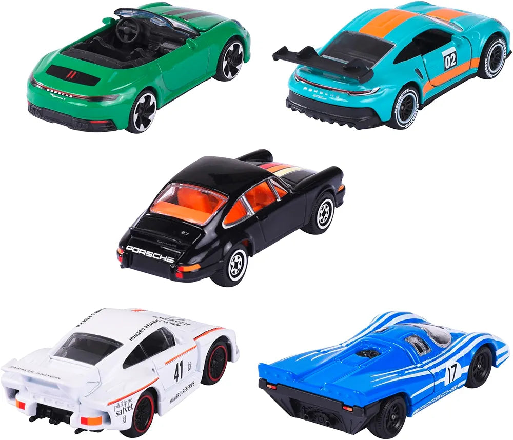 Majorette Porsche Edition Die-Cast Cars Collection Set, 5 Vehicles, Racing Models