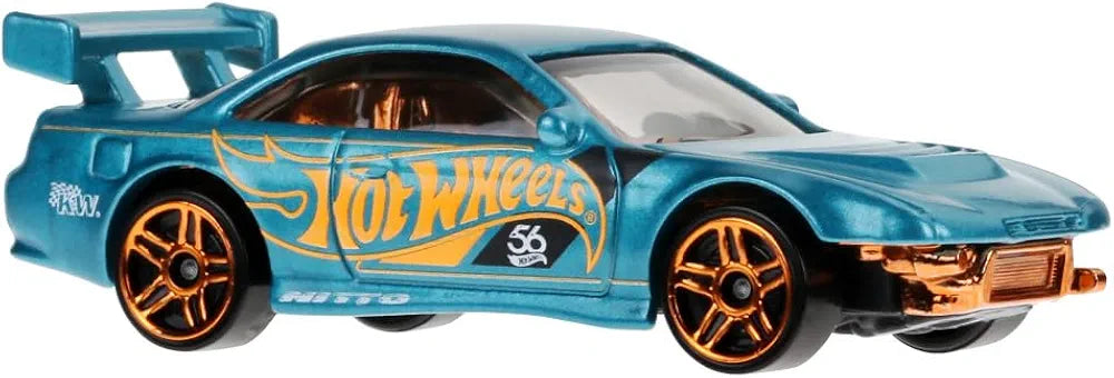 Hot Wheels 1:64 Scale Die-Cast Vehicle Nissan Silvia (S14) - Drift with Turquoise- and Copper-Colored Decos to Celebrate HW 56th Anniversary