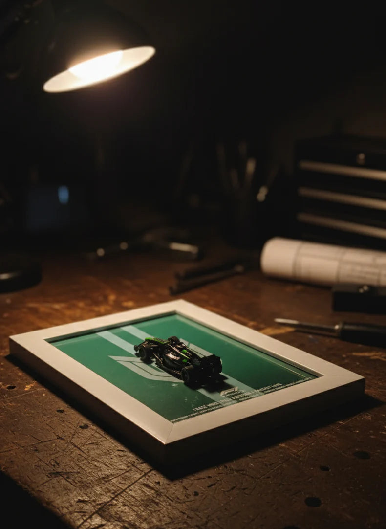 Hot Wheels Kick Sauber F1 Team Car #24 Framed Display | 1:64 Scale Die-Cast Formula 1 Collectible (6x8 inch Frame)