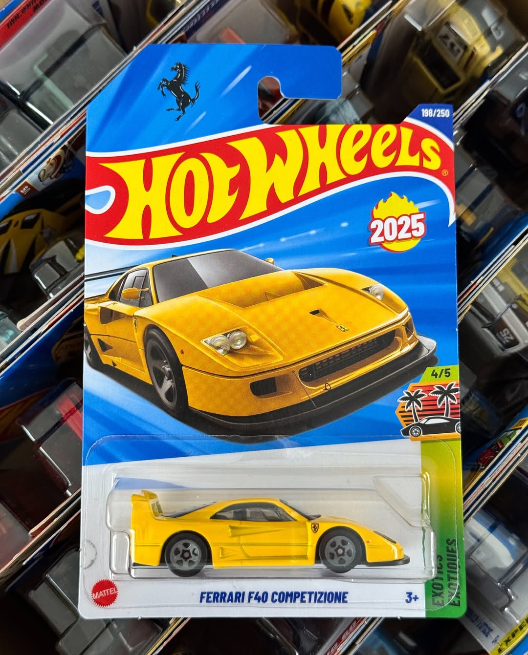 Ferrari F40 Competizione #198 Yellow – 2025 Hot Wheels HW Race Day Case Q | Collectible 1:64 Scale Car