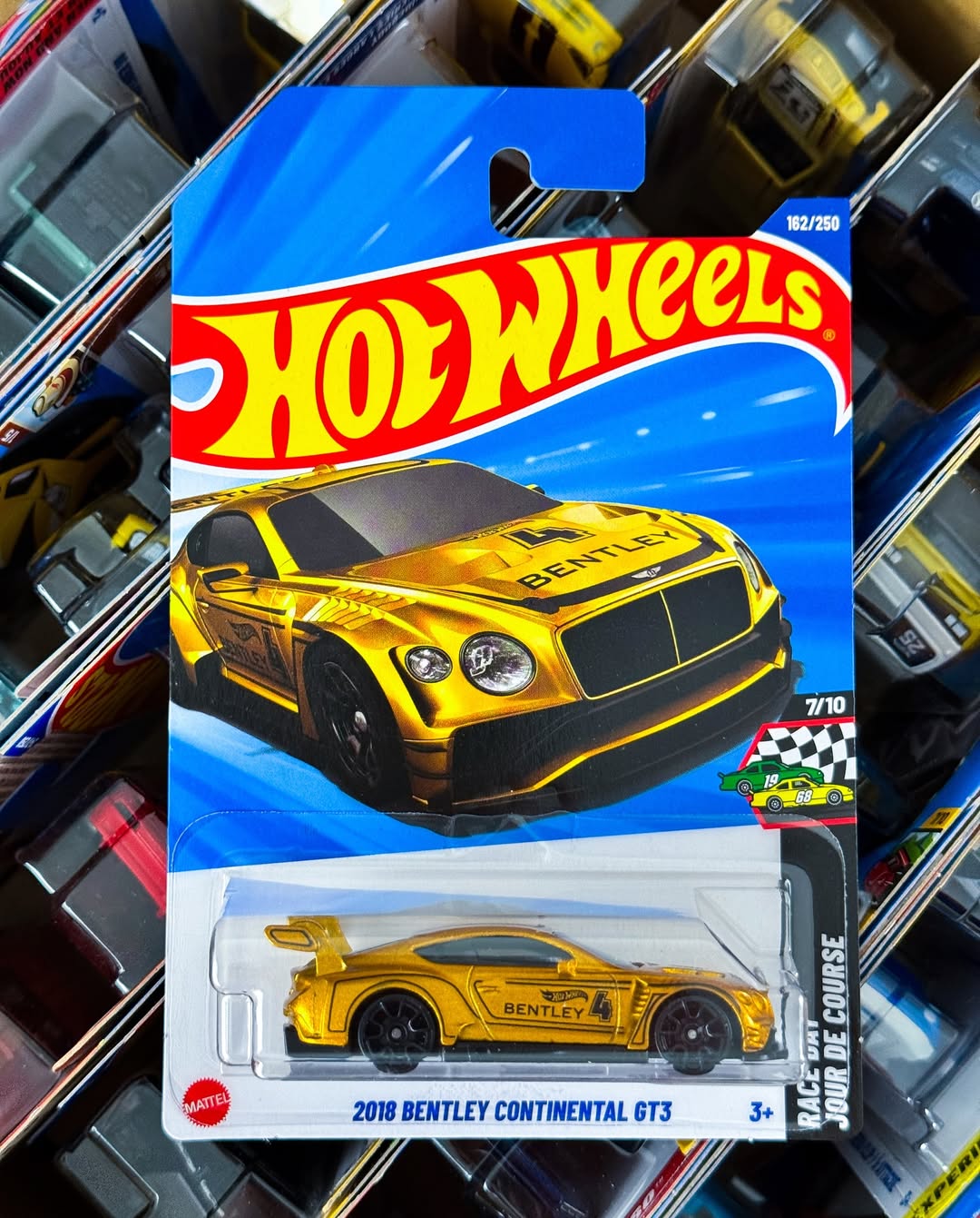 2018 Bentley Continental GT3 #162 Gold – 2025 Hot Wheels HW Race Day Case Q | Collectible 1:64 Scale Car