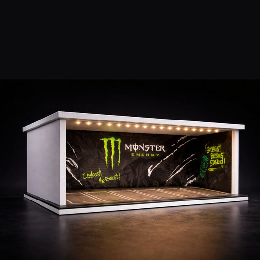 Energy Racing Garage Diorama Display – Premium 1:64 Scale Diecast Car Showcase (Black & Neon Edition)