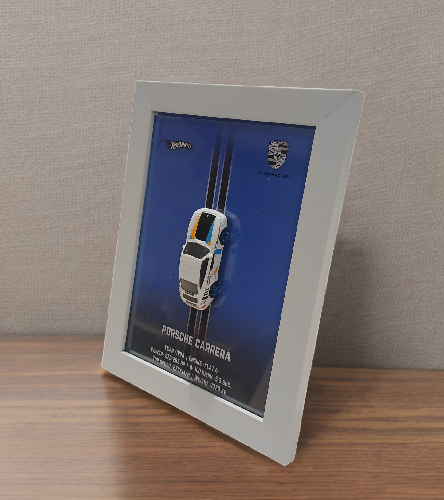 Die-Cast Car Display - 3D Wooden Frame Wall Art for Hotwheels Car Enthusiasts porsche carrera