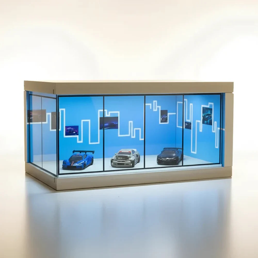 Premium LED Diecast Car Garage Display Case (1:64 Scale) | Acrylic Showcase Box for Mini Car Collection
