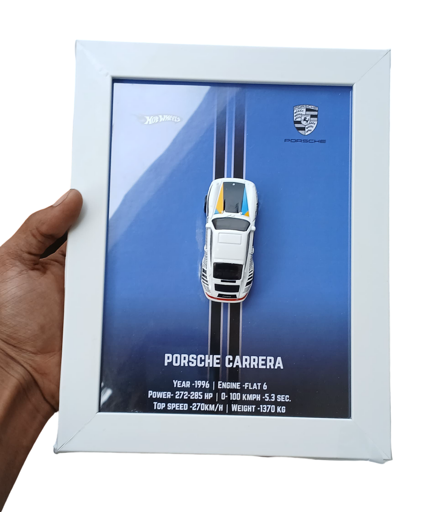 Die-Cast Car Display - 3D Wooden Frame Wall Art for Hotwheels Car Enthusiasts porsche carrera
