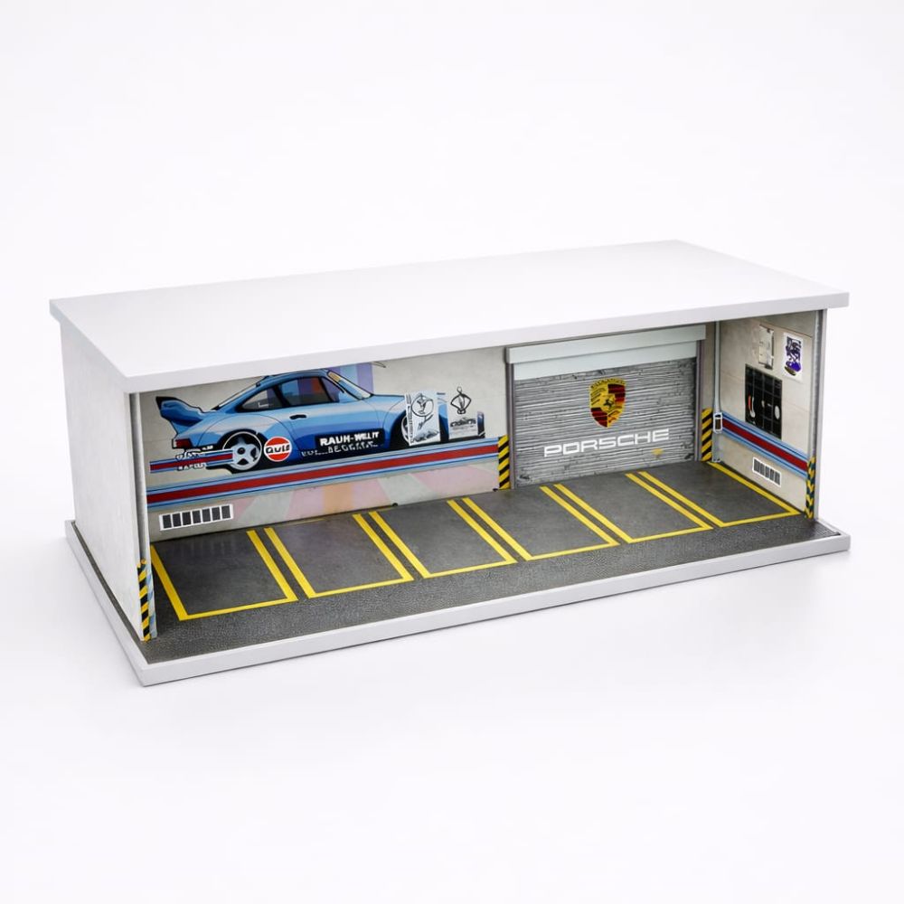 Porsche Racing Garage Diorama – Premium Display Case for 1:64 Die-Cast Cars