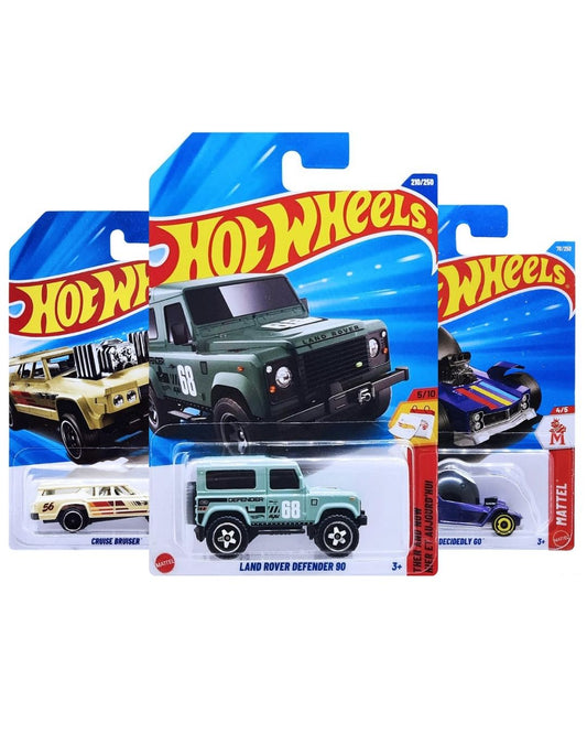 Hot Wheels 3 Pack Diecast Cars | Defender 90 · Cruise Bruiser · Decidedly Go
