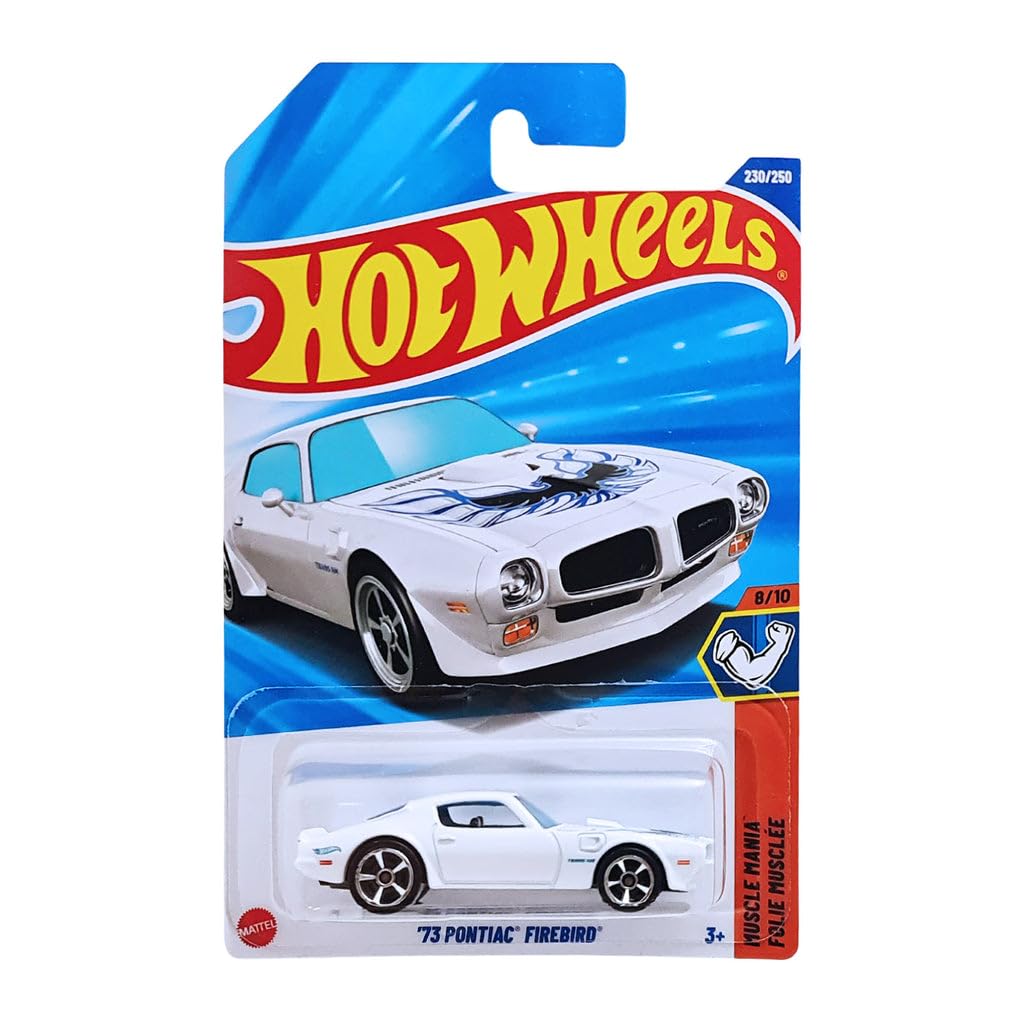 Hot Wheels 73 Pontiac Firebird Muscle Mania White 1:64 Scale – Ages 3+
