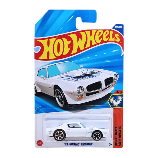 Hot Wheels 73 Pontiac Firebird Muscle Mania White 1:64 Scale – Ages 3+