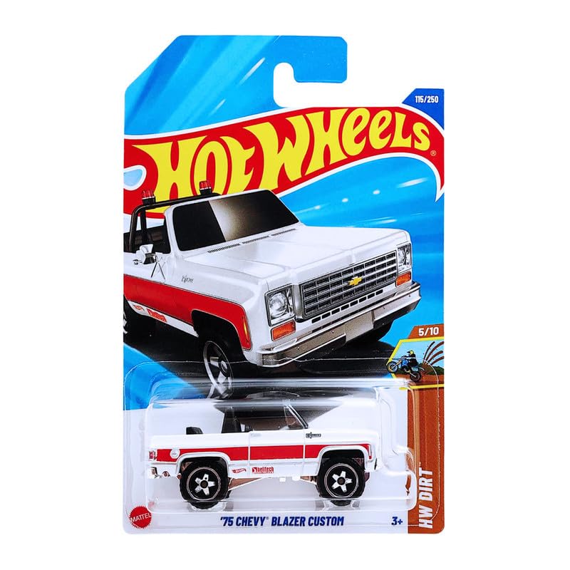 Hot Wheels 2025 ’75 Chevy Blazer Custom – HW Dirt (White) | 1:64 Die-Cast Off-Road Truck | Collectible Gift for Kids & Car Fans