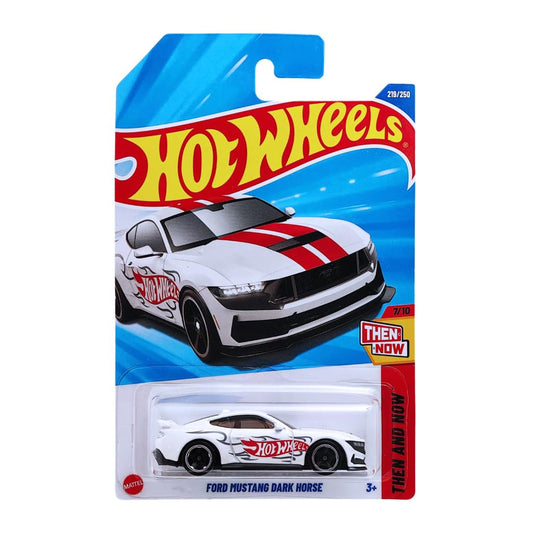 Hot Wheels Ford Mustang Dark Horse – Then and Now (White) | 1:64 Die-Cast Muscle Car | Premium Collectible Gift for Kids & Car Fans