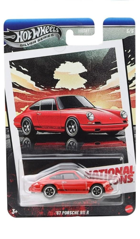 Hot Wheels National Icons 1:64 Porsche 911 R Silver Series (Red) – Premium Die-Cast Car | Collectible Gift for Kids & Car Enthusiasts
