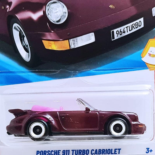 Hot Wheels 2025 Porsche 911 Turbo Cabriolet “Then and Now” | 1:64 Scale Die-Cast Car (Wine) | Collector’s Edition 239/250