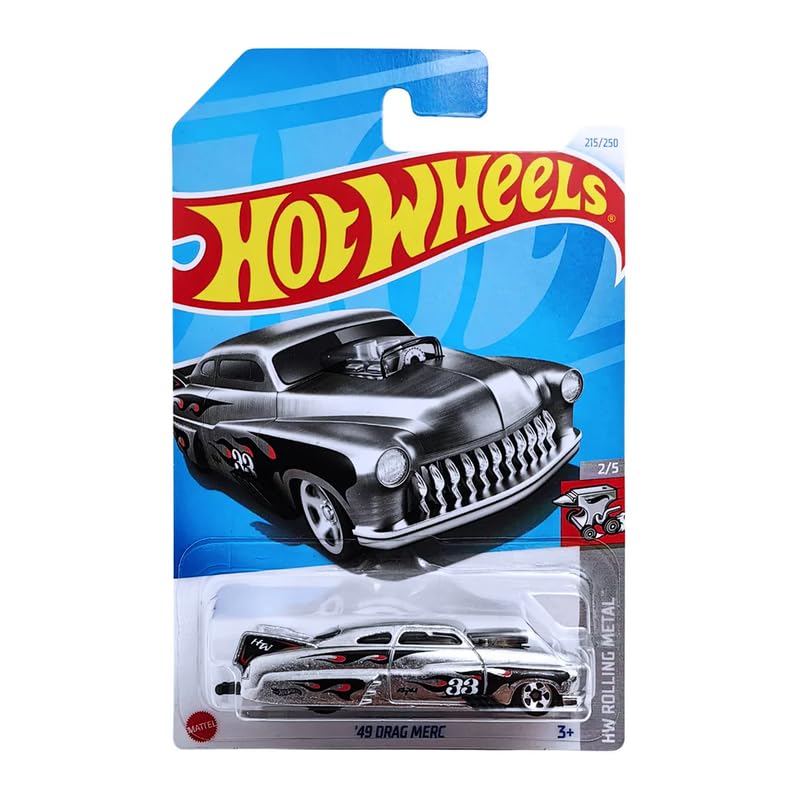 Hot Wheels ’49 Drag Merc – HW Rolling Metal | 1:64 Scale Die-Cast Car (Silver, HTB054) by Mattel