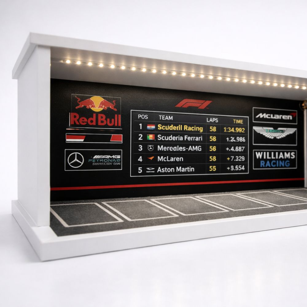 F1-Inspired LED Racing Garage Display Frame (Cars Not Included)