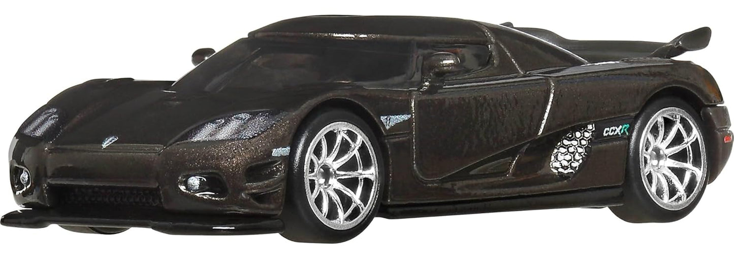 Hot Wheels Premium Fast & Furious 2010 Koenigsegg CCXR – 1:64 Scale Die-Cast Car (Black, Metal Body & Real Riders)