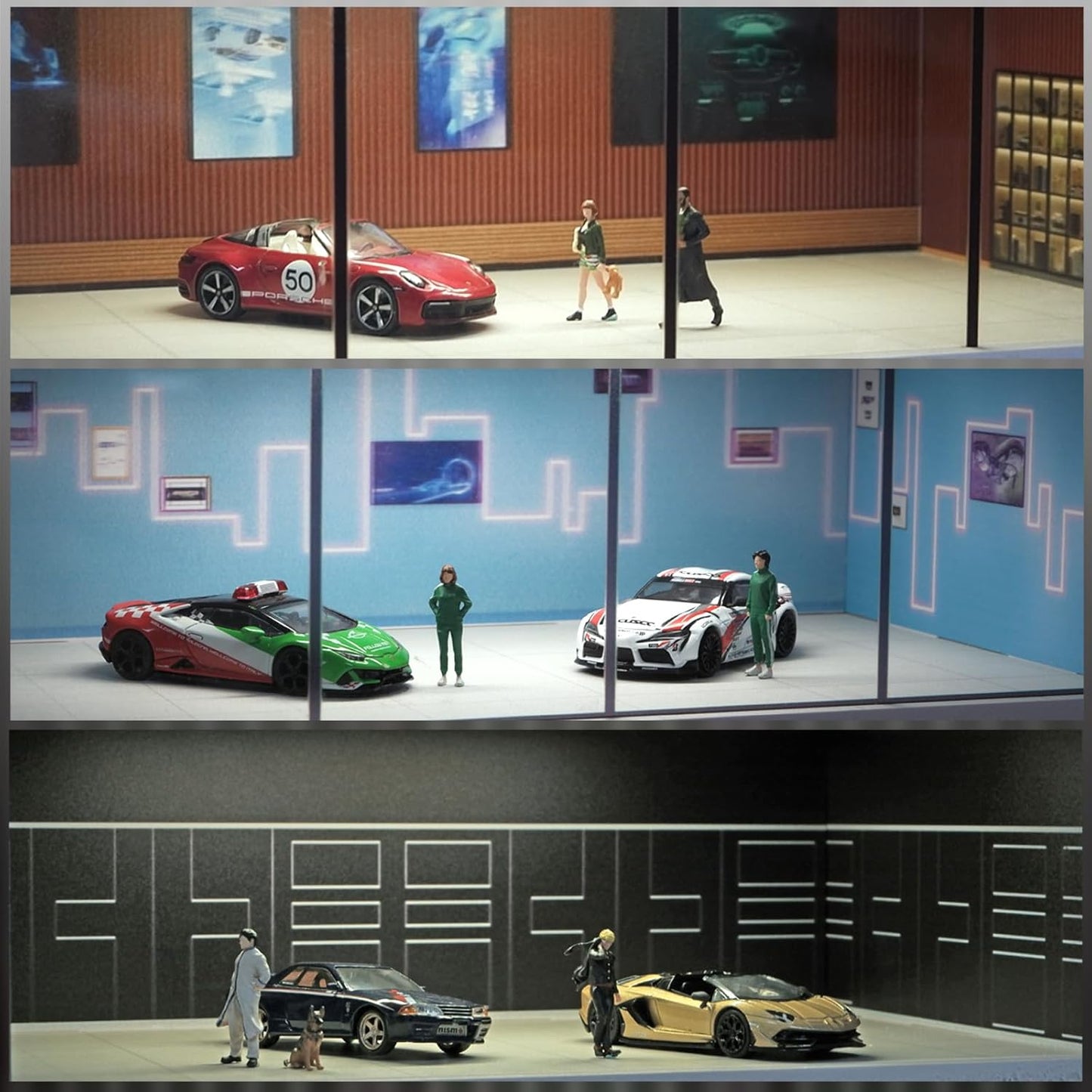 Premium LED Diecast Car Garage Display Case (1:64 Scale) | Acrylic Showcase Box for Mini Car Collection