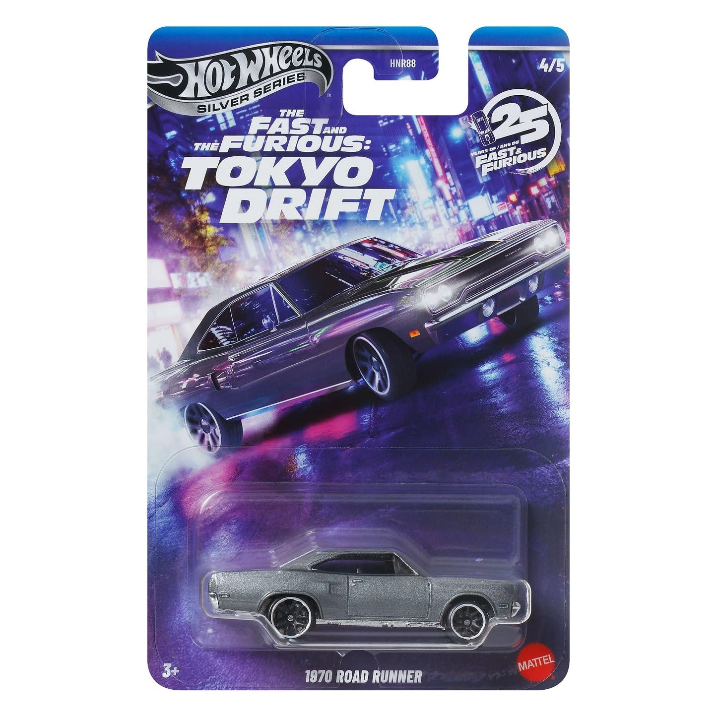 Hot Wheels Toy Car, Fast & Furious 70 Road Runner Custom 1:64 Scale Vehicle with Elevated Deco Execution, Die-Cast Car Seen in The Fast Movies (Styles May Vary)