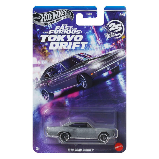 Hot Wheels Toy Car, Fast & Furious 70 Road Runner Custom 1:64 Scale Vehicle with Elevated Deco Execution, Die-Cast Car Seen in The Fast Movies (Styles May Vary)