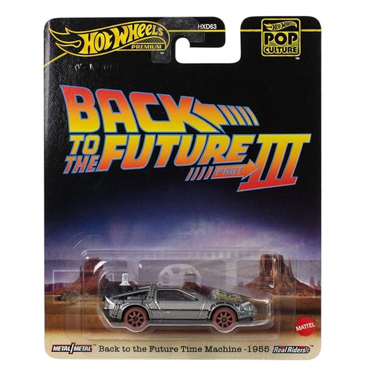 Hot Wheels Back to The Future Time Machine – Premium 1:64 Scale Die-Cast Car (Blue, Metal Body & Real Riders Tires)