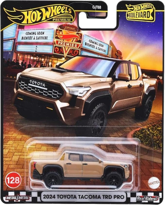 Hot Wheels Boulevard 2024 Toyota Tacoma – Premium 1:64 Scale Sports Car (Braun, Metal Body & Real Riders Tires)