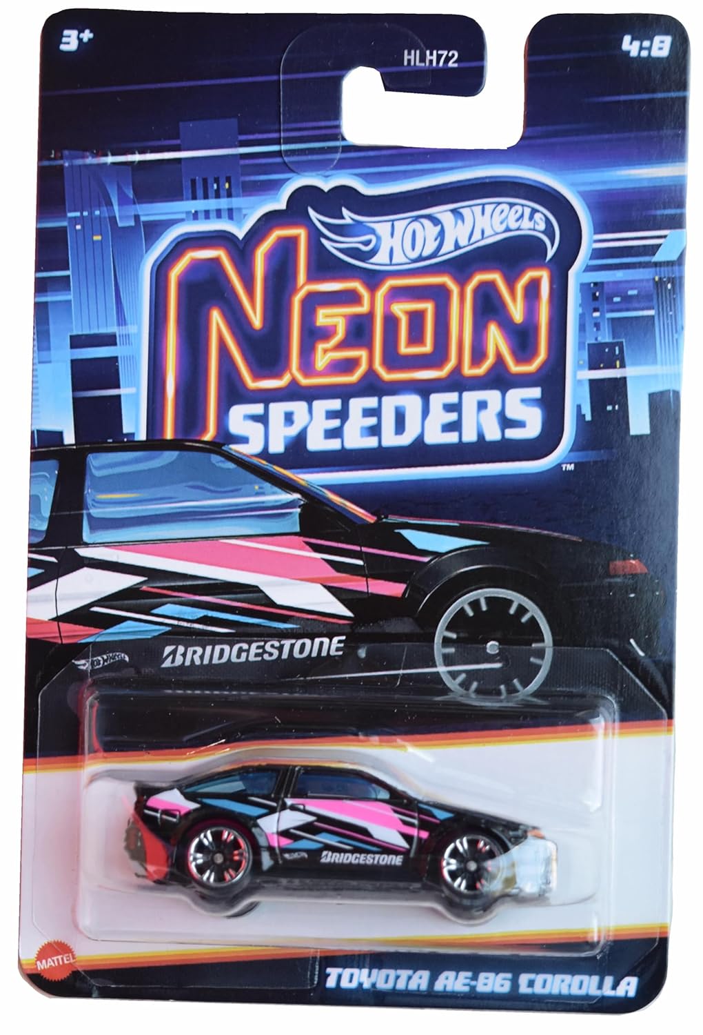 Hot Wheels Toyota AE 86 Corolla – Neon Speeders 4/8 (Black) 1:64 Scale Die-Cast Car