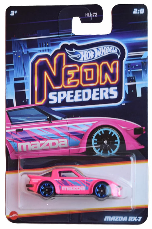 Hot Wheels Mazda RX-7 Neon Speeders 2025 | 1:64 Scale Die-Cast Car – Pink 2/8 Edition