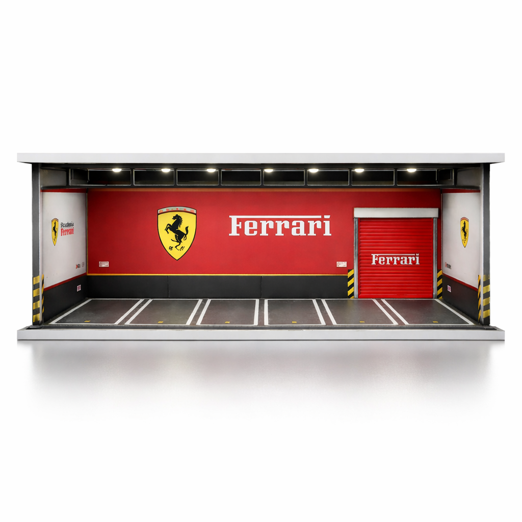 Ferrari hotwheels garageHot Wheels Ferrari Racing Garage Diorama Display – Premium Die-Cast Car Parking Scene