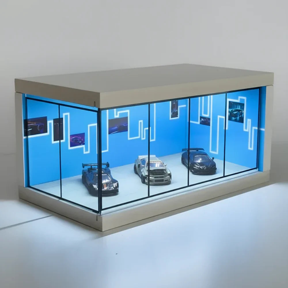 Premium LED Diecast Car Garage Display Case (1:64 Scale) | Acrylic Showcase Box for Mini Car Collection
