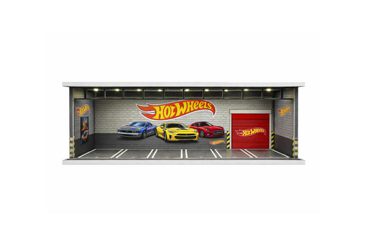 Hot Wheels Racing Garage Diorama Display – Premium 1:64 Scale Die-Cast Car Showcase