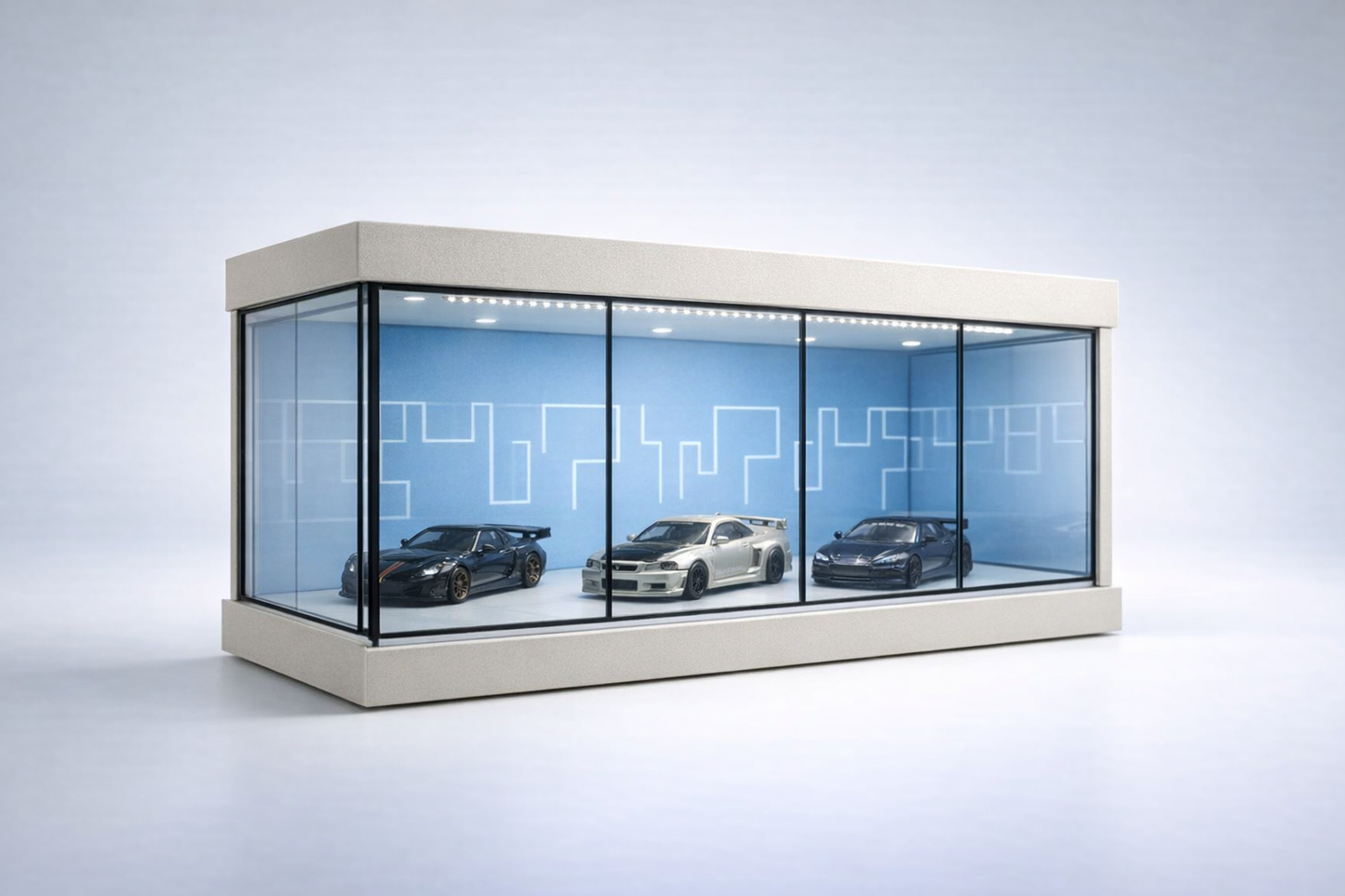 Premium LED Diecast Car Garage Display Case (1:64 Scale) | Acrylic Showcase Box for Mini Car Collection