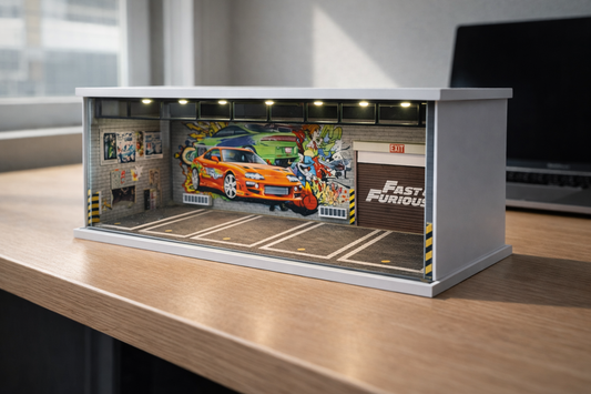 Fast & Furious Street Garage Diorama – LED Display for 1:64 Die-Cast Cars