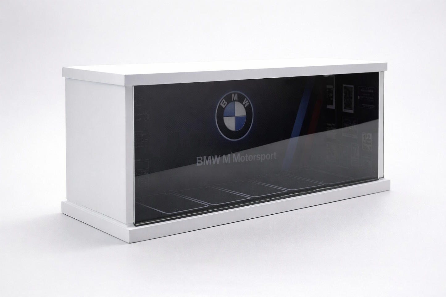 BMW M Motorsport Miniature Garage Display with LED Lights | Die-Cast Car Showcase