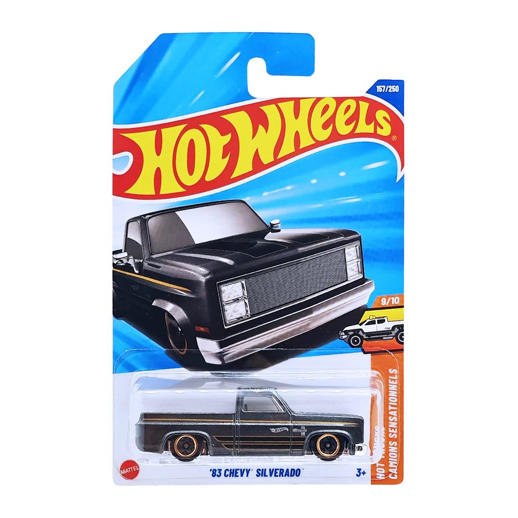 Hot Wheels 3 Pack Diecast Cars | ’83 Chevy Silverado · Supercharged · Deora
